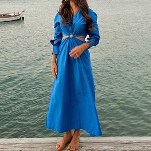 MIDI cotton dress with cut outs